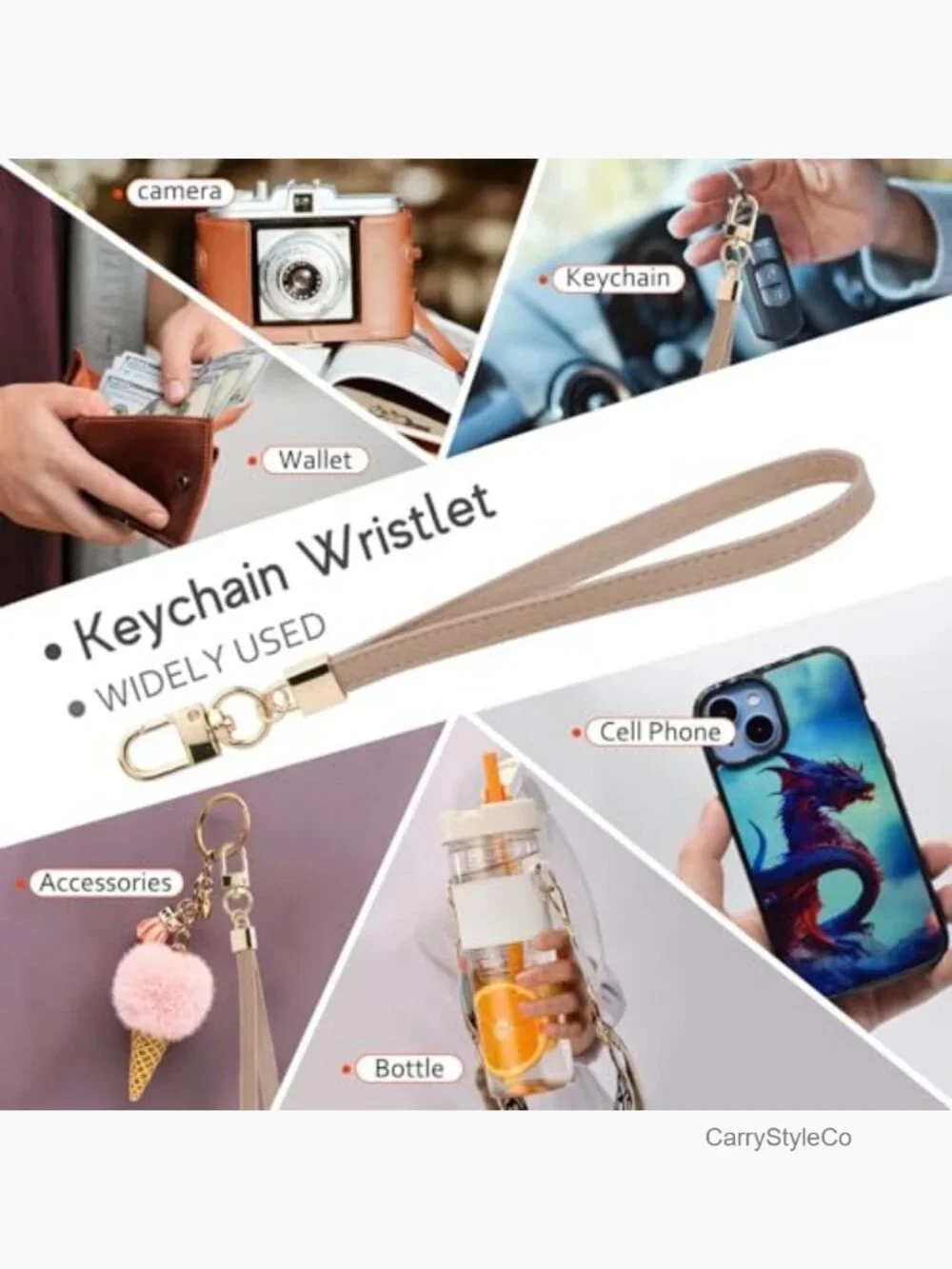 RFID Wristlet Wallet with Keychain - 8 Card Slots Vegan Leather
